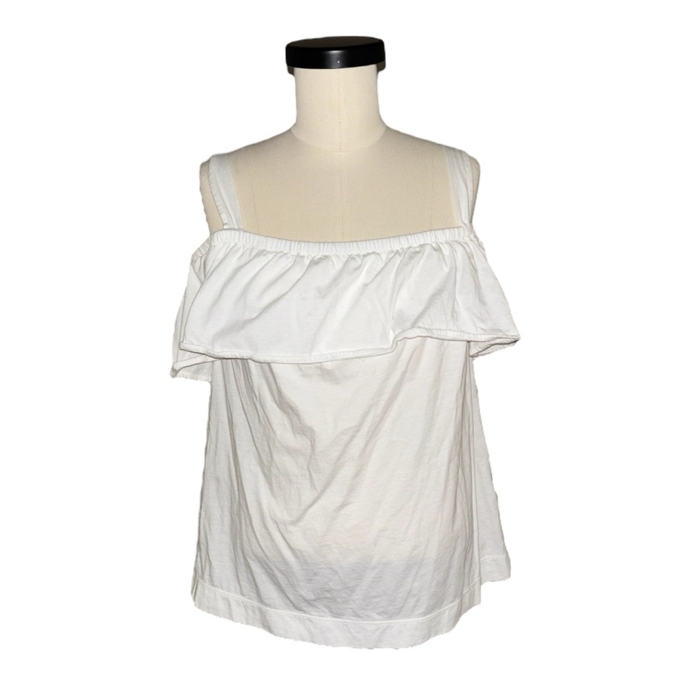 J. Crew White Off-the-shoulder Ruffle Tank Top